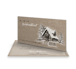 Weihnachtskarte Geschäftlich Haus im Schnee